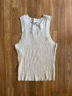 Double Zero Cream Ribbed Knit Tank Top